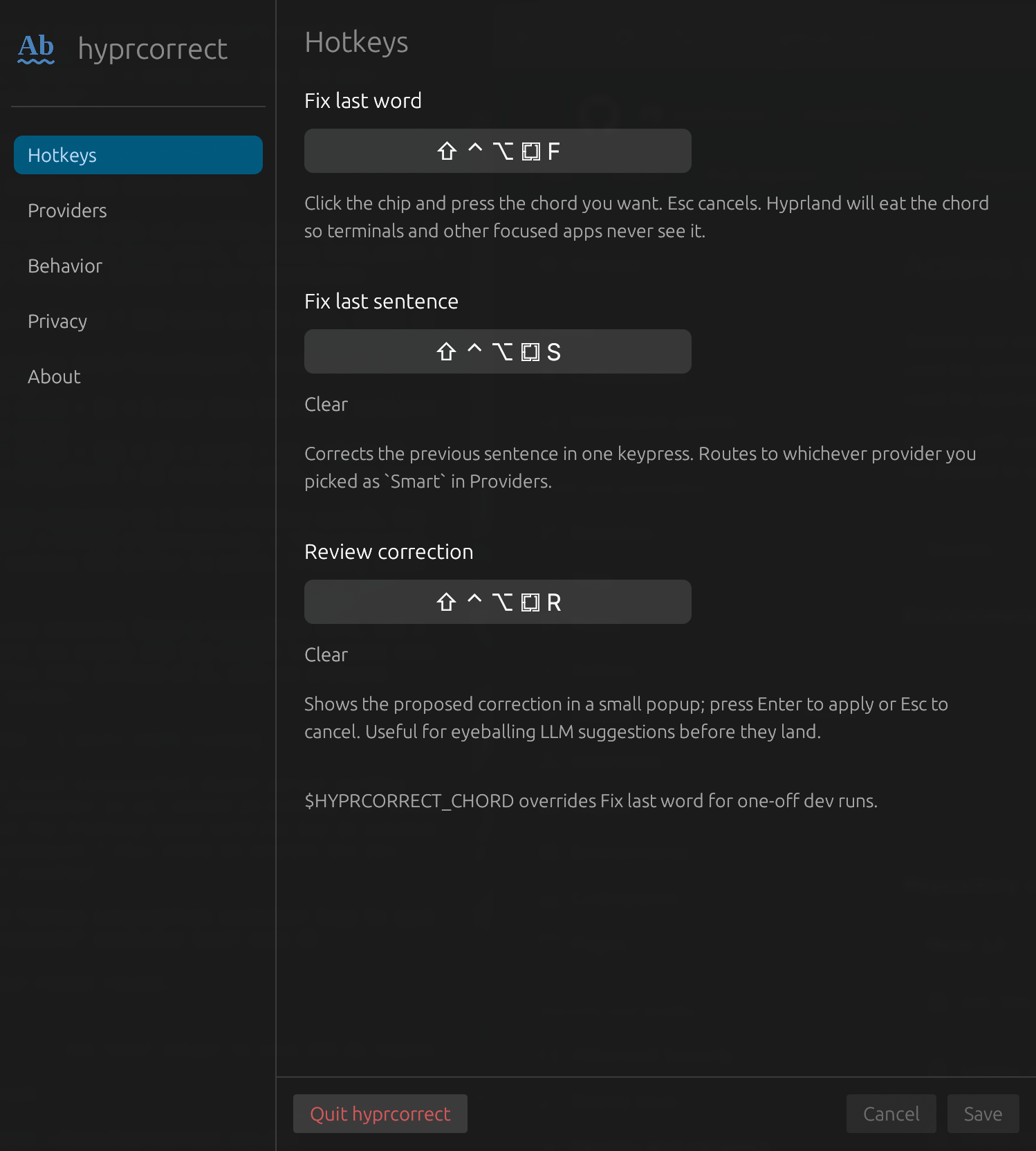 HyprCorrect application screenshot
