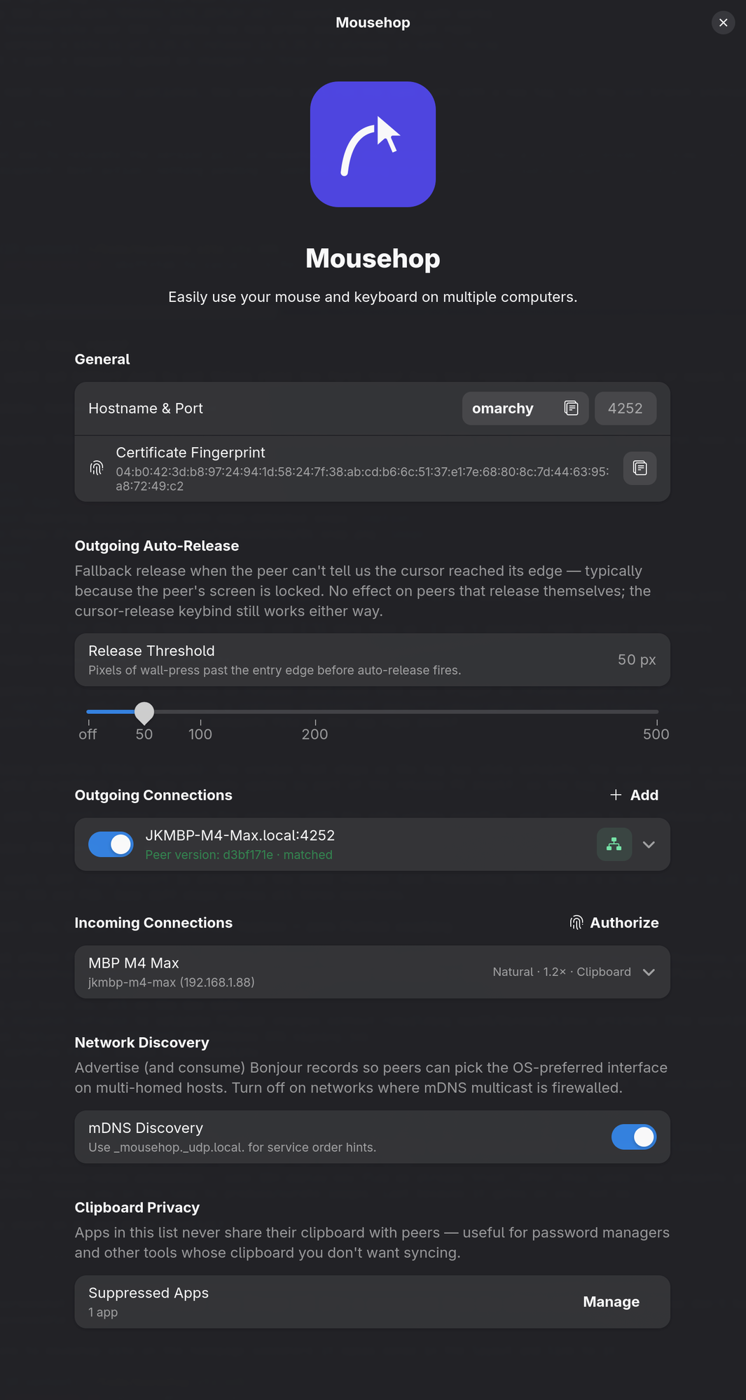 Mousehop application screenshot
